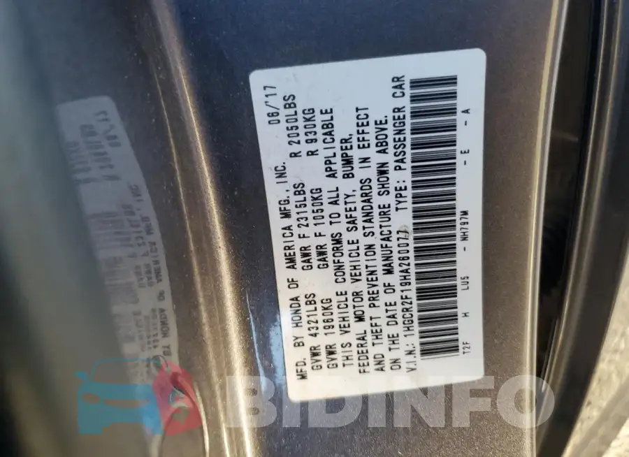 1HGCR2F19HA260077 Photo# 12