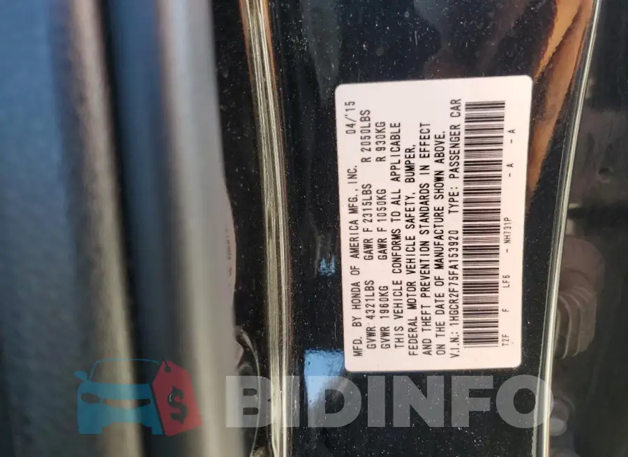 1HGCR2F75FA153920 Photo# 13