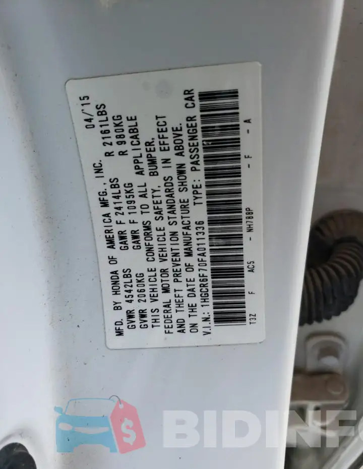 1HGCR6F70FA011336 Photo# 12
