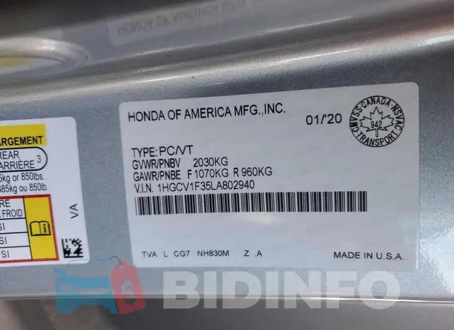 1HGCV1F35LA802940 Photo# 12