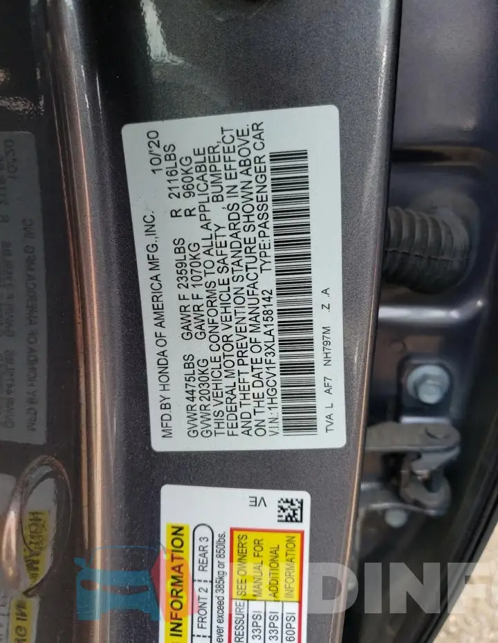 1HGCV1F3XLA158142 Photo# 12