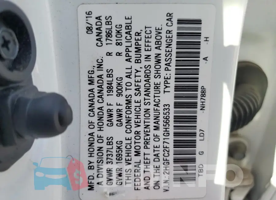 2HGFC2F71GH566533 Photo# 12