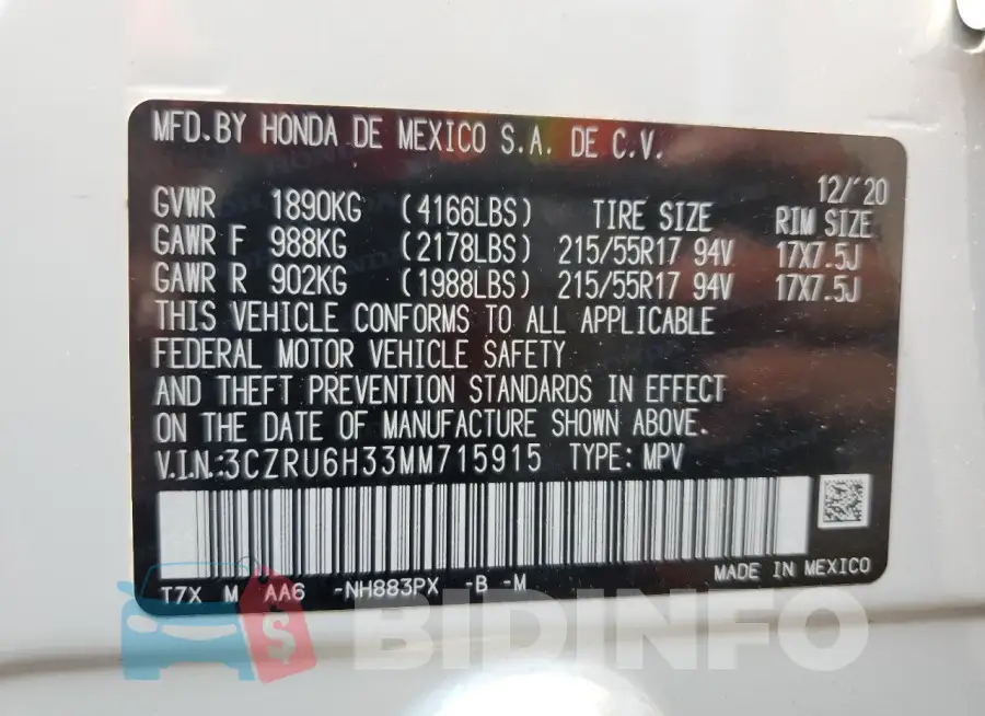 3CZRU6H33MM715915 Photo# 14