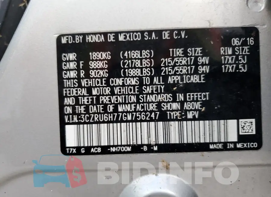 3CZRU6H77GM756247 Photo# 13