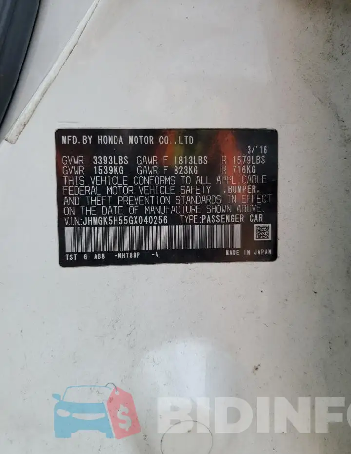 JHMGK5H55GX040256 Photo# 14