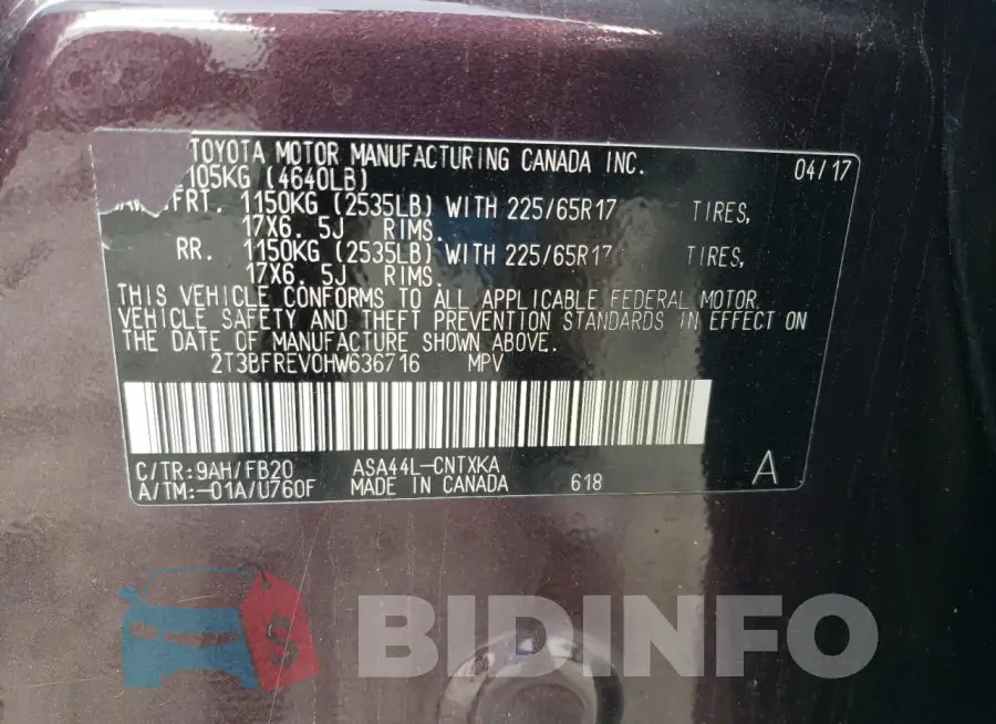 2T3BFREV0HW636716 Photo# 13