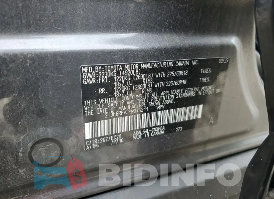 2T3E6RFV3PW045211 Photo# 12