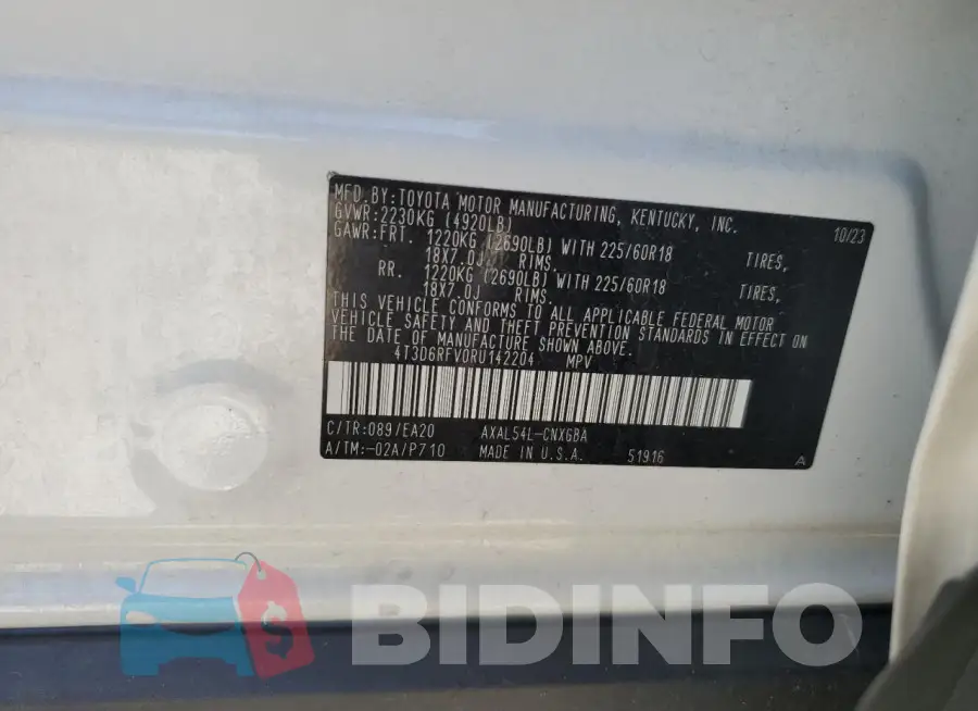4T3D6RFV0RU142204 Photo# 12