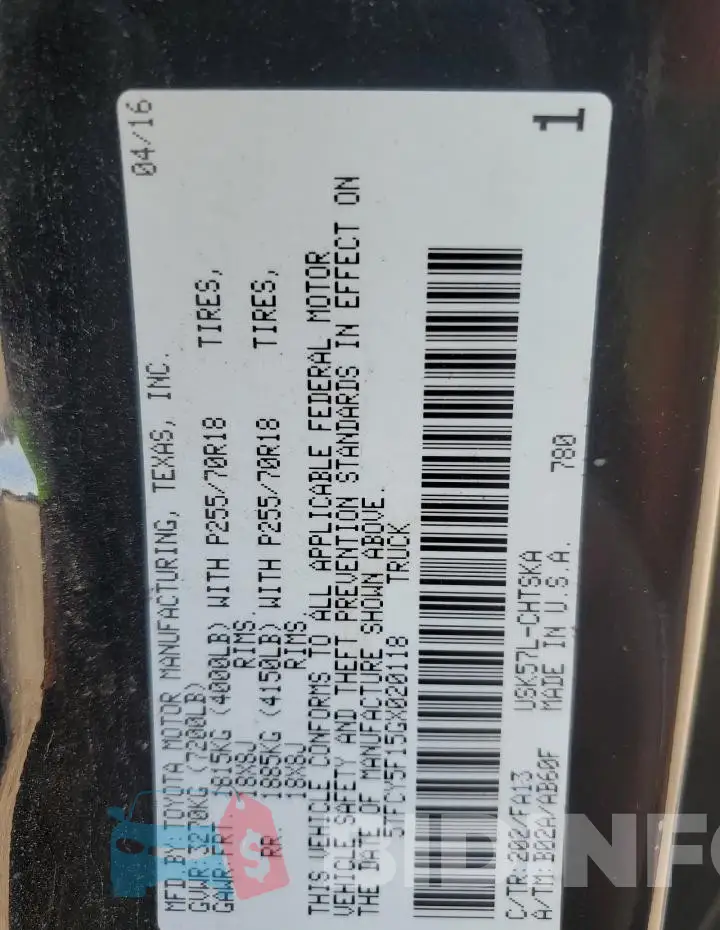 5TFCY5F15GX020118 Photo# 12