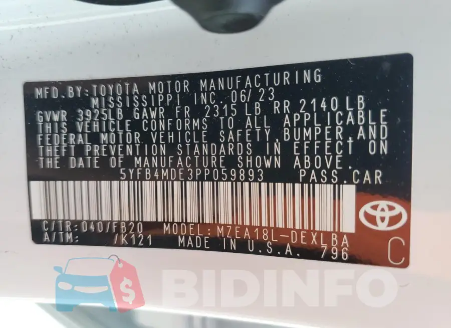 5YFB4MDE3PP059893 Photo# 13