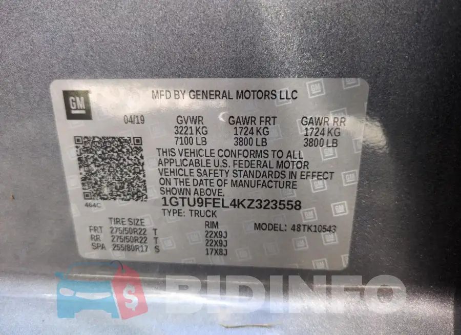 1GTU9FEL4KZ323558 Photo# 13