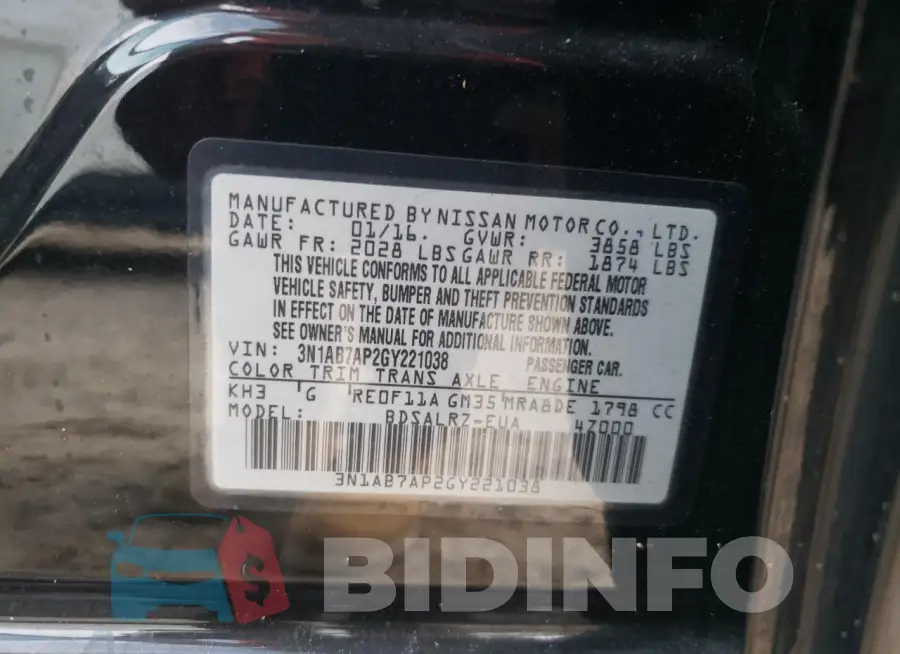 3N1AB7AP2GY221038 Photo# 12