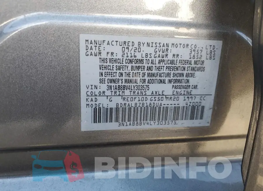 3N1AB8BV4LY303575 Photo# 12