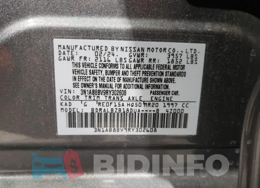 3N1AB8BV9RY302608 Photo# 12