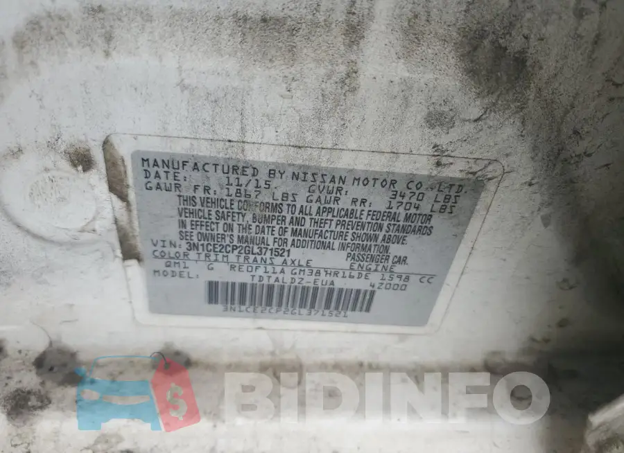3N1CE2CP2GL371521 Photo# 12