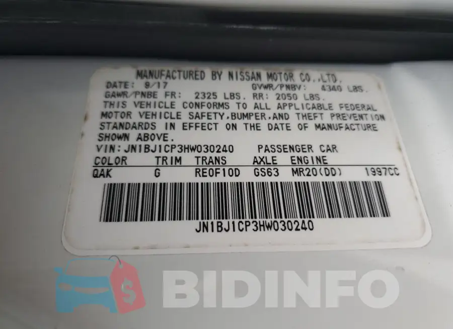 JN1BJ1CP3HW030240 Photo# 13
