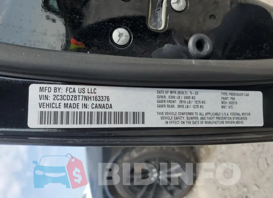 2C3CDZBT7NH163376 Photo# 13