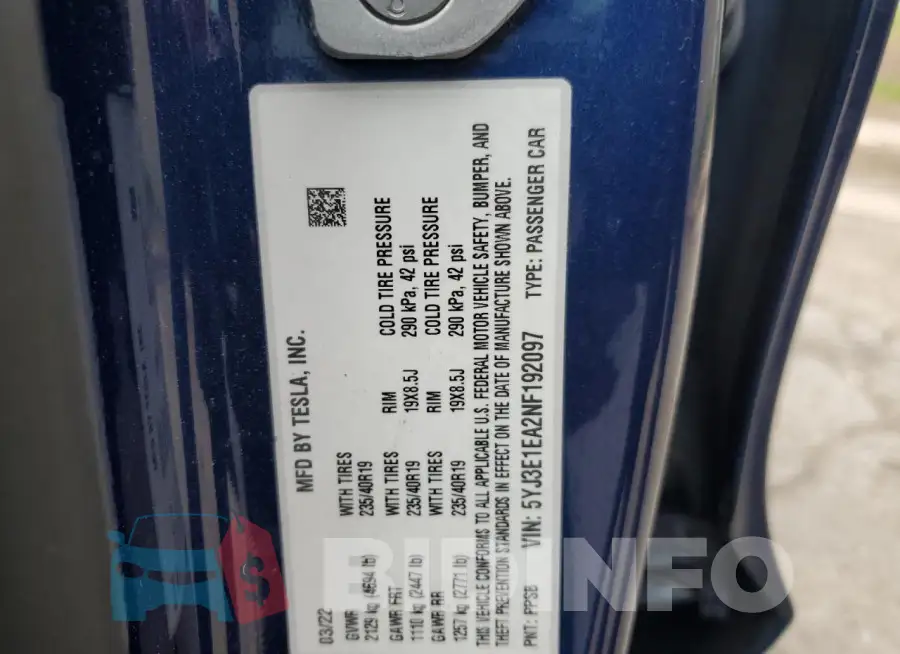 5YJ3E1EA2NF192097 Photo# 13