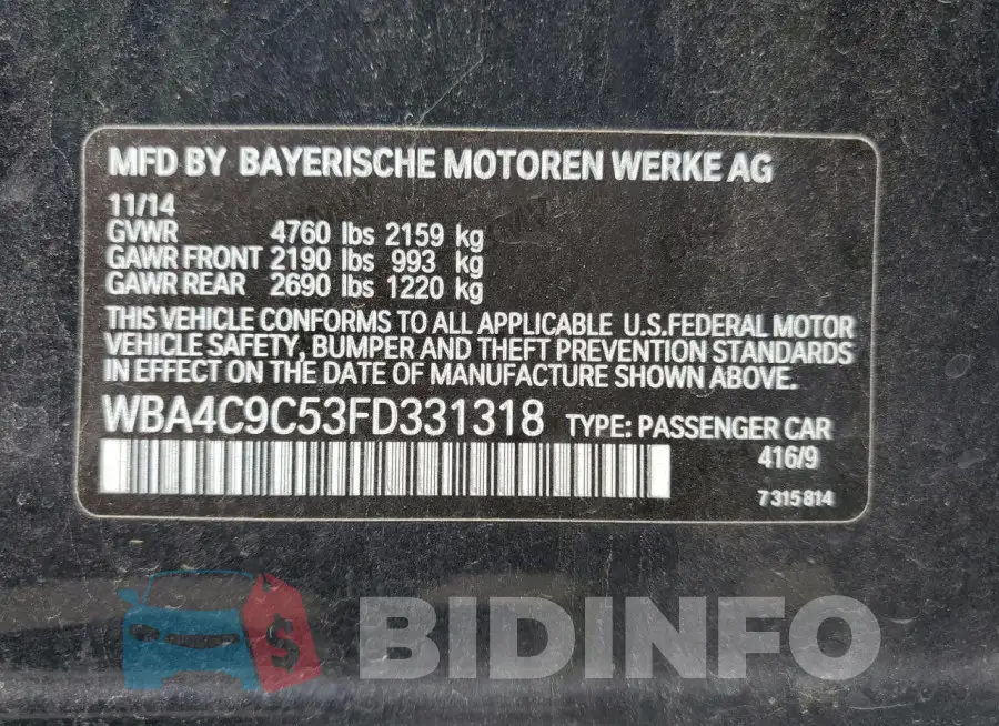 WBA4C9C53FD331318 Photo# 12
