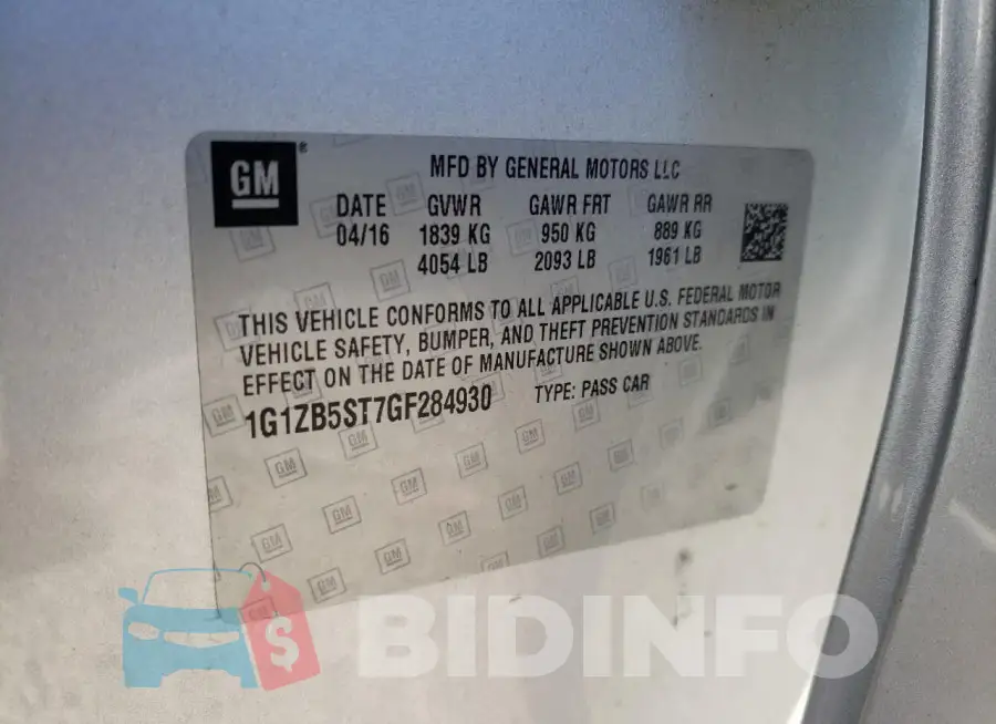 1G1ZB5ST7GF284930 Photo# 13