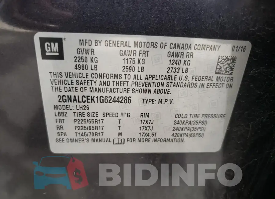 2GNALCEK1G6244286 Photo# 13