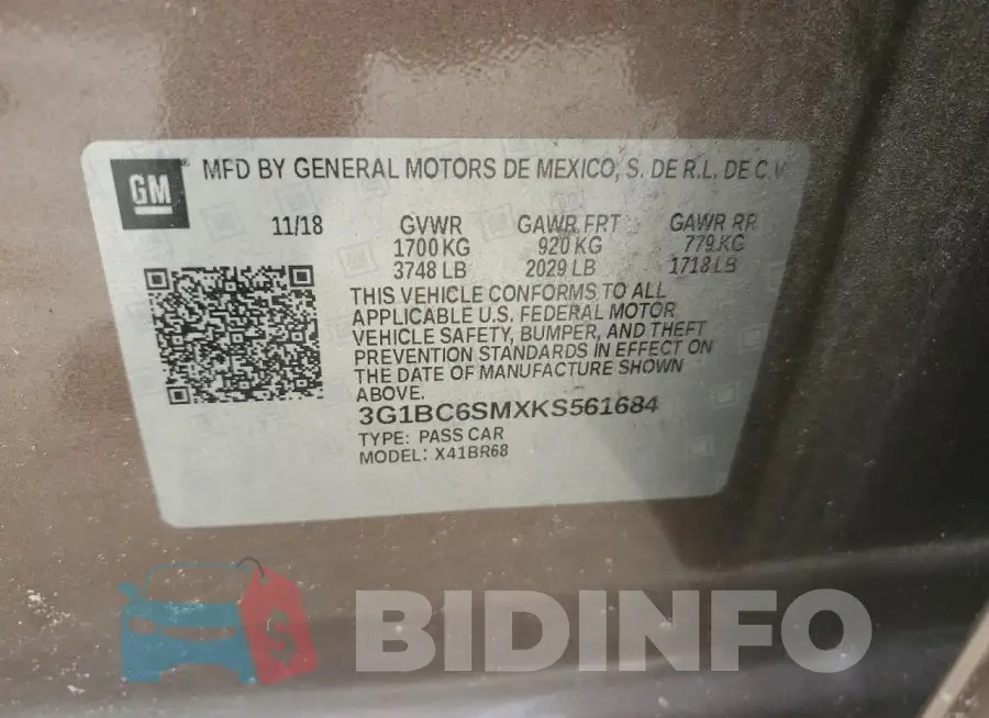 3G1BC6SMXKS561684 Photo# 13
