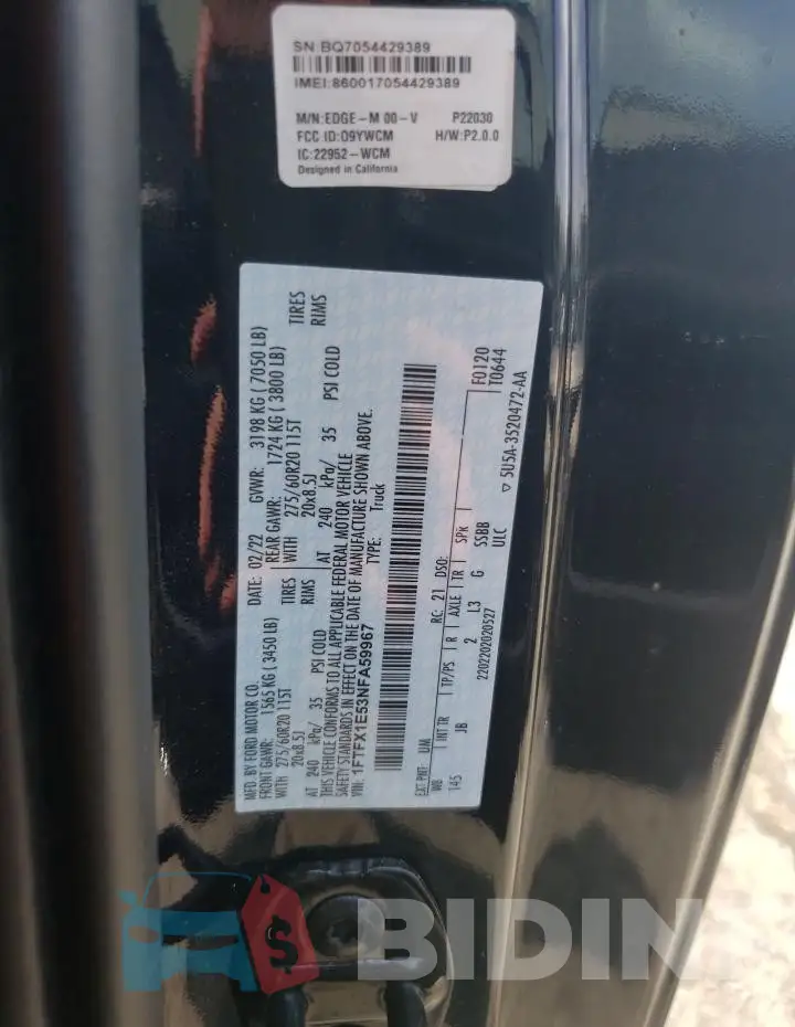 1FTFX1E53NFA59967 Photo# 12