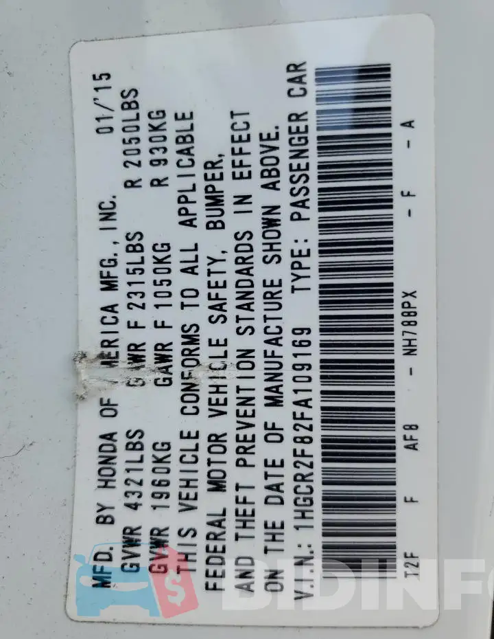 1HGCR2F82FA109169 Photo# 14