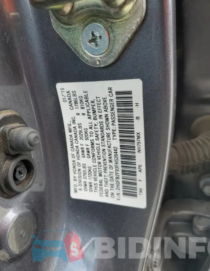 2HGFB2F93FH526442 Photo# 12