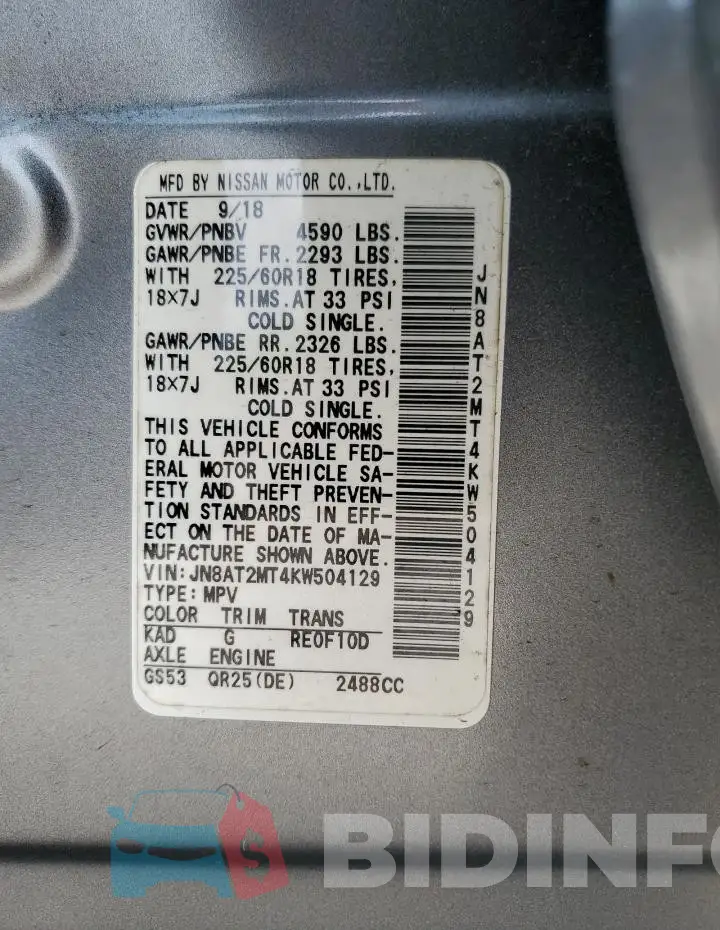 JN8AT2MT4KW504129 Photo# 13