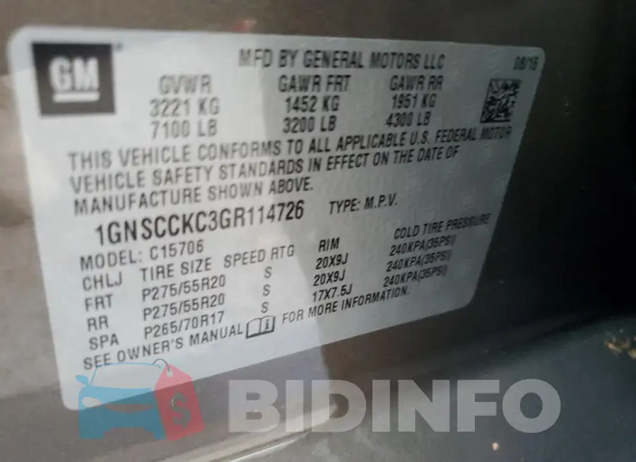 1GNSCCKC3GR114726 Photo# 13