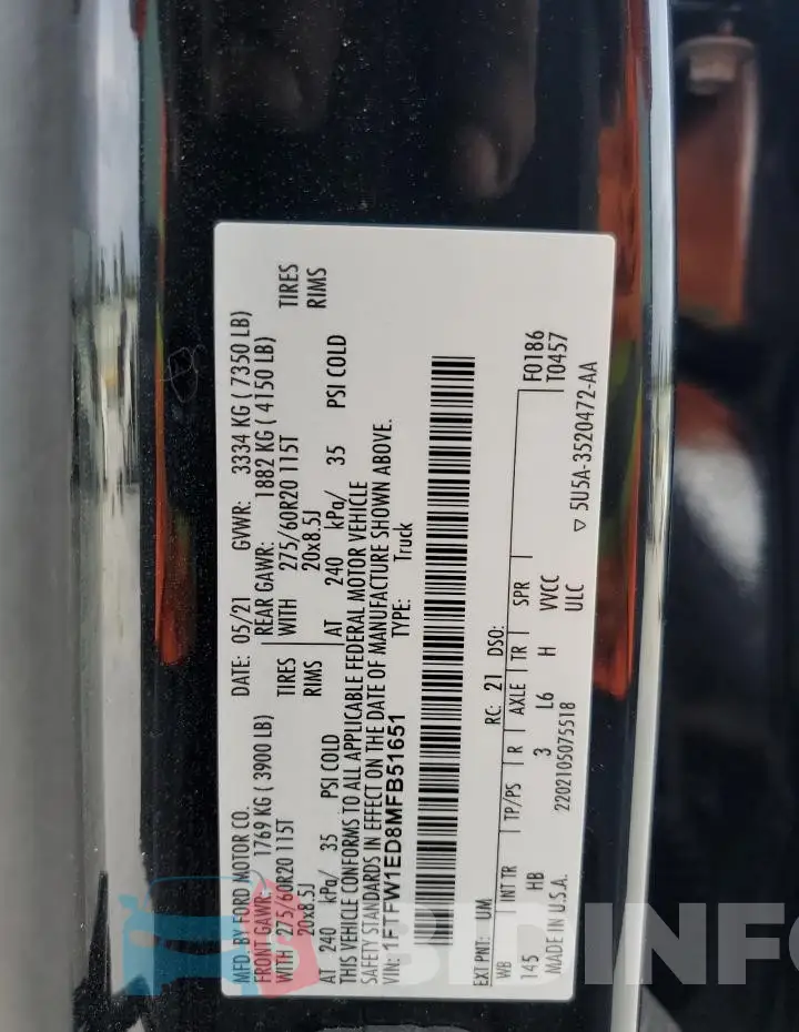 1FTFW1ED8MFB51651 Photo# 13