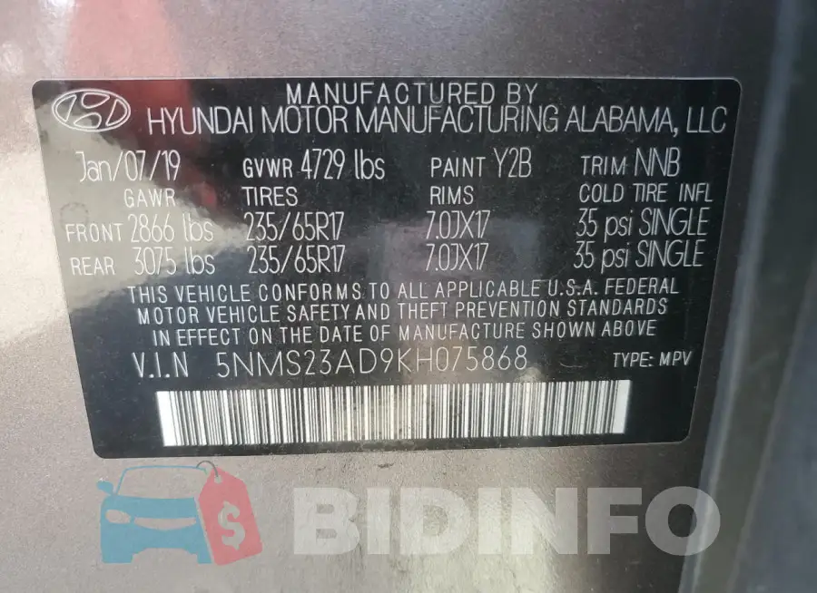 5NMS23AD9KH075868 Photo# 14