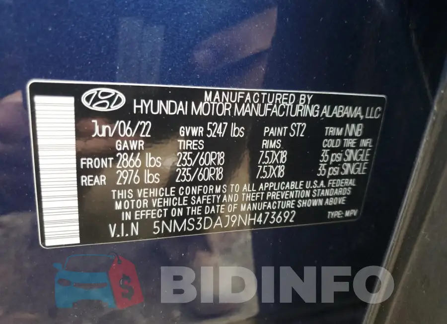 5NMS3DAJ9NH473692 Photo# 13