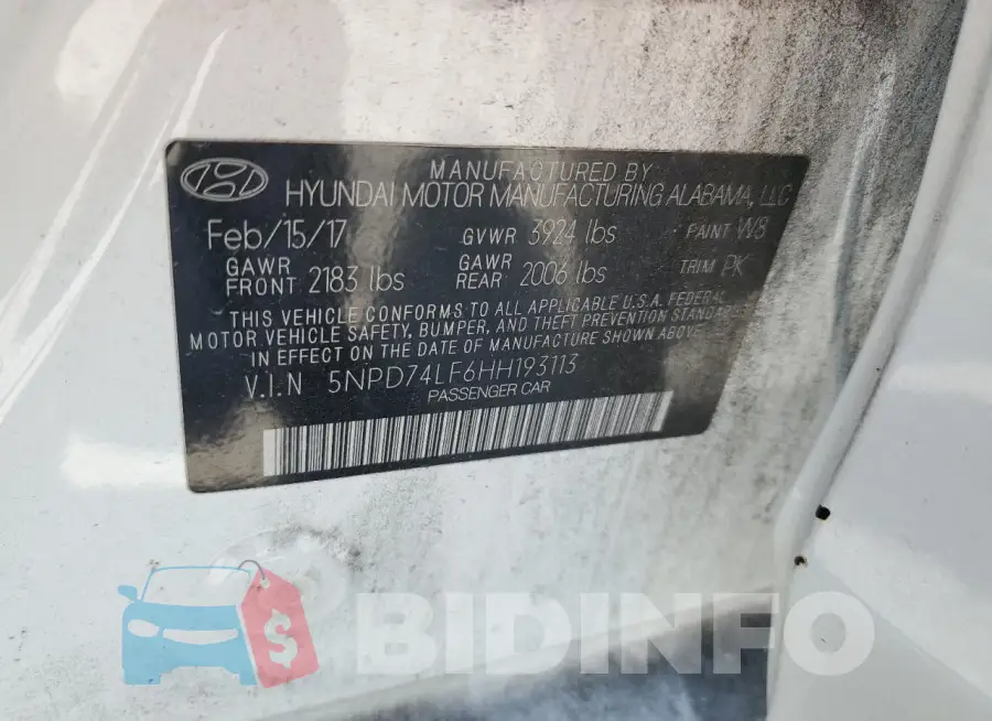 5NPD74LF6HH193113 Photo# 13