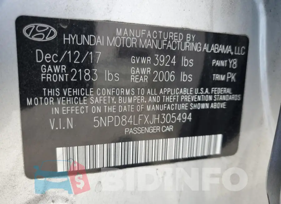 5NPD84LFXJH305494 Photo# 12