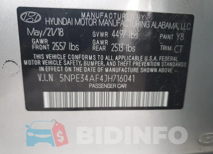 5NPE34AF4JH716041 Photo# 12