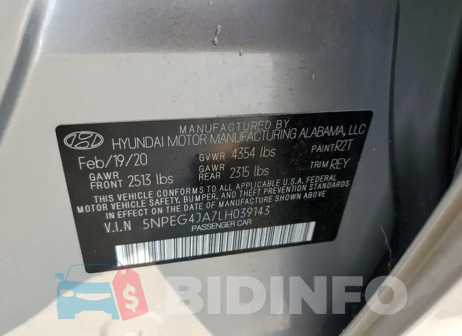 5NPEG4JA7LH039143 Photo# 12