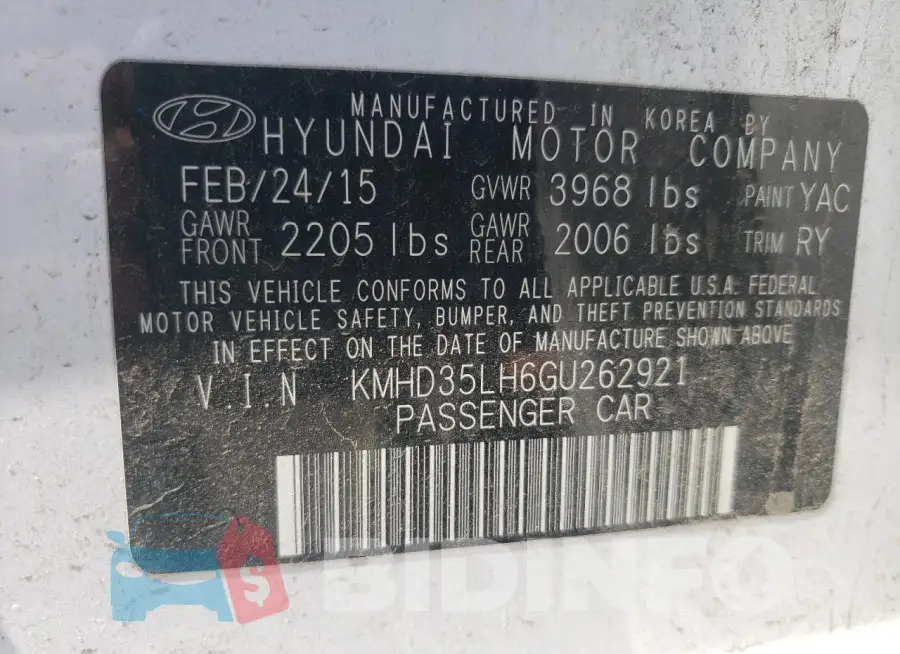 KMHD35LH6GU262921 Photo# 12
