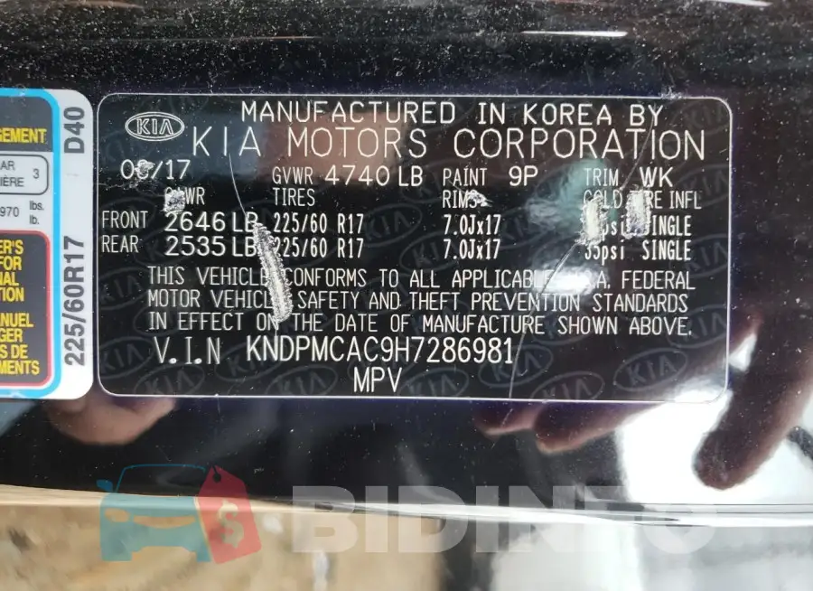 KNDPMCAC9H7286981 Photo# 13