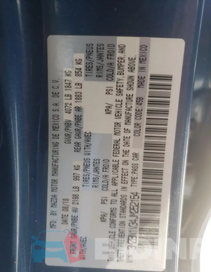 3MZBN1V34JM252154 Photo# 12