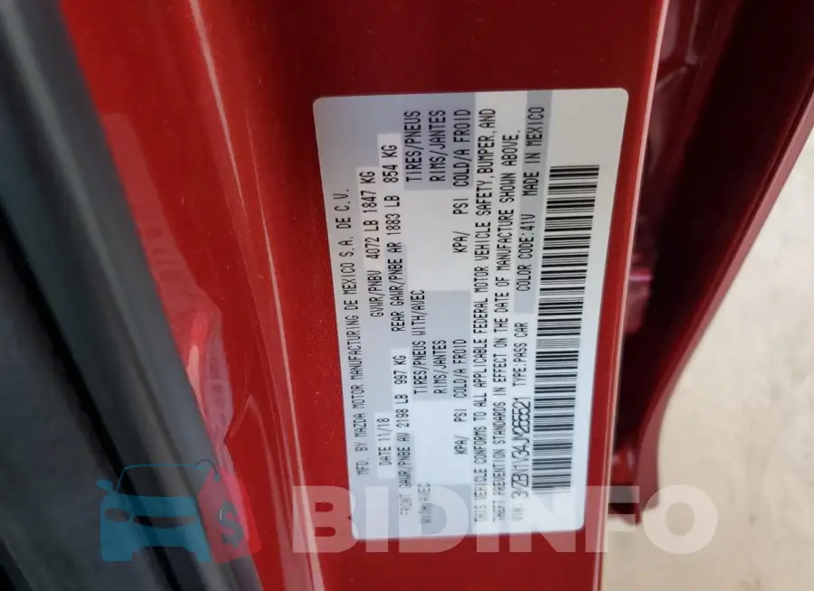 3MZBN1V34JM265521 Photo# 12