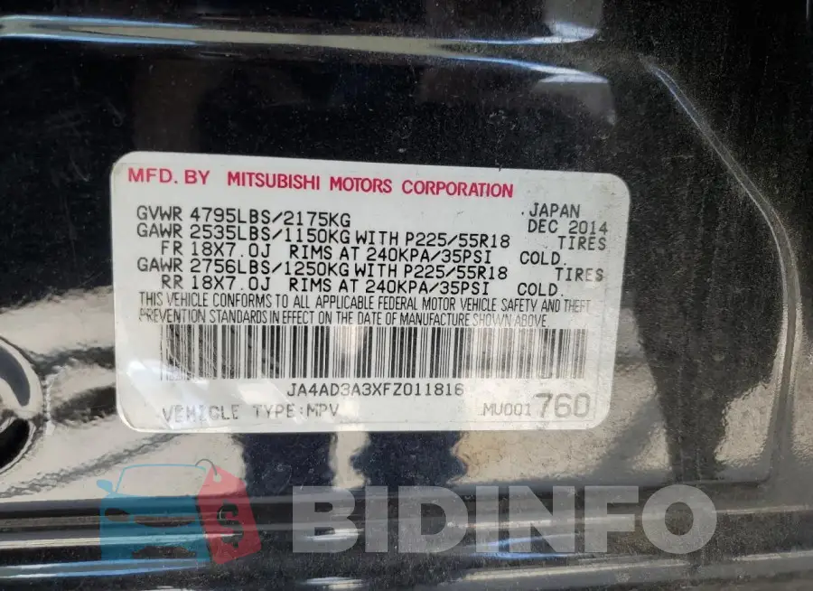 JA4AD3A3XFZ011816 Photo# 13