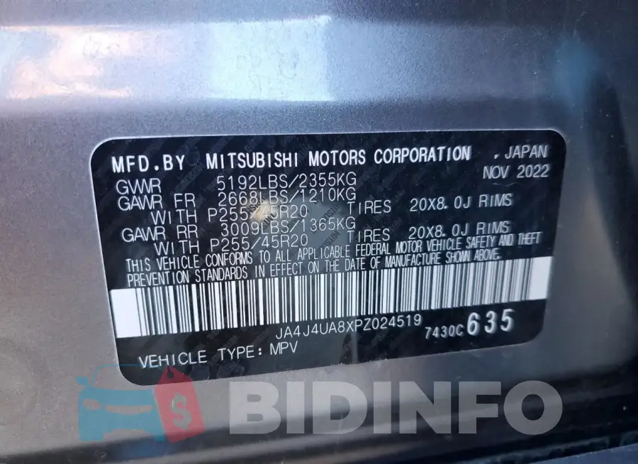 JA4J4UA8XPZ024519 Photo# 13