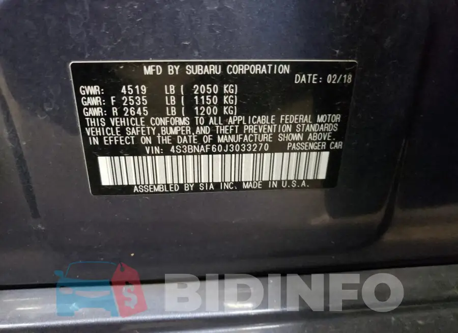 4S3BNAF60J3033270 Photo# 12