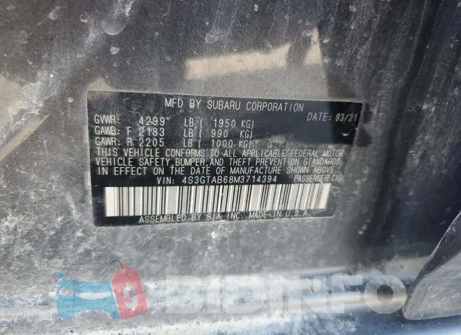 4S3GTAB68M3714394 Photo# 13