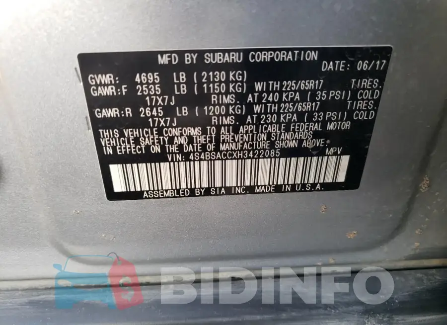 4S4BSACCXH3422085 Photo# 12