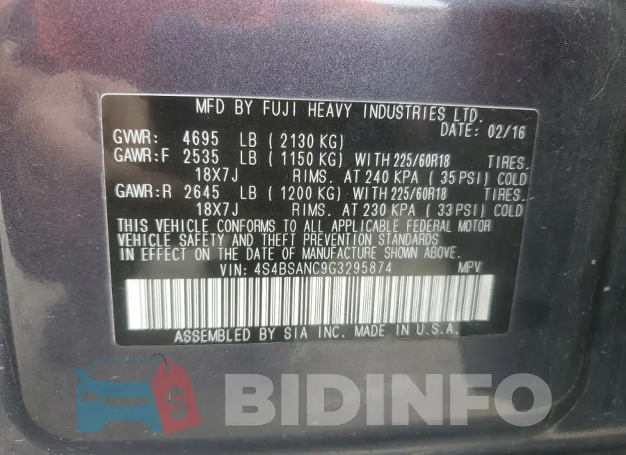 4S4BSANC9G3295874 Photo# 13