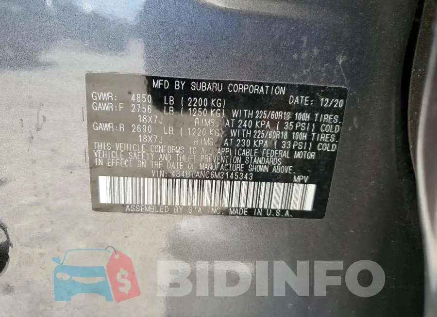 4S4BTANC6M3145343 Photo# 14
