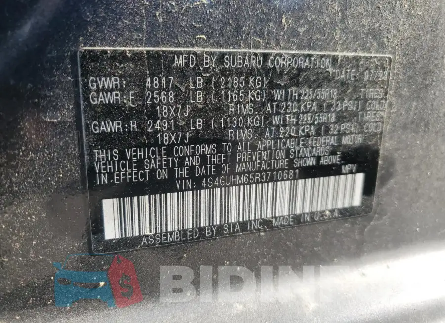 4S4GUHM65R3710681 Photo# 14